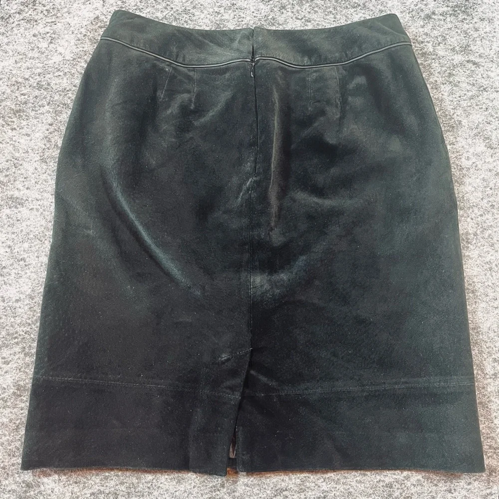Ann Taylor Loft 100% Leather Pencil Skirt Black Size 6P Classic Western Business - Picture 4 of 12